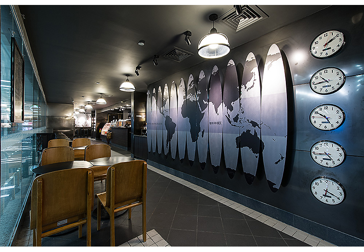 Map design for Starbucks Cafe, used globally.