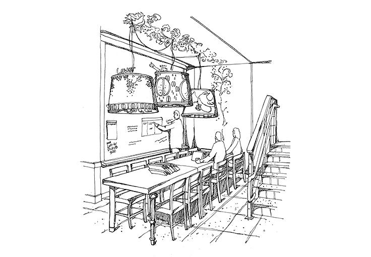 Development drawing for Lower Queen Anne Starbucks Café.